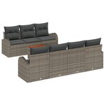 Ensemble de 8 Pièces de Canapé de Jardin avec Coussins Gris Rattan Poly Acacia