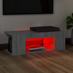 vidaXL Meuble TV avec lumières LED Sonoma gris 90x39x30 cm