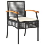 vidaXL Ensemble de bistro 3 Pièces et coussins noir résine tressée acacia