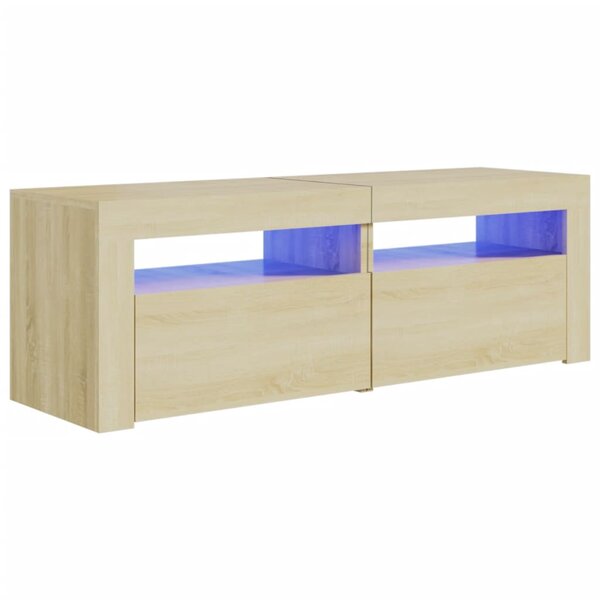 vidaXL Meuble TV avec lumières LED chêne sonoma 120x35x40 cm