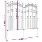 vidaXL Clôture de jardin avec sommet de lance Noir 222 cm