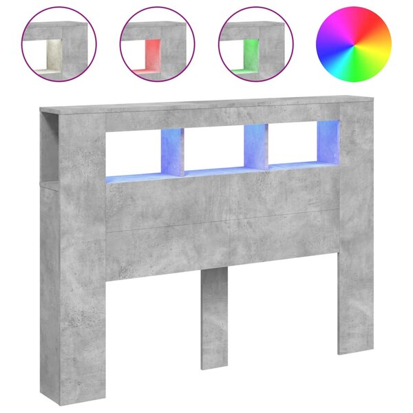 vidaXL Tête de lit à LED gris béton 140x18 5x103 5cm bois d'ingénierie