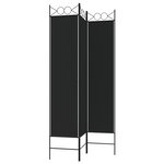 vidaXL Cloison de séparation 3 panneaux Noir 120x200 cm Tissu