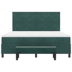 vidaXL Lit avec Sommier  Matelas & Banc Vert Foncé 180x200 cm en Velours