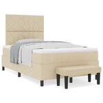 vidaXL Lit à ressorts avec Matelas & Banc Crème 120x200 cm Tissu