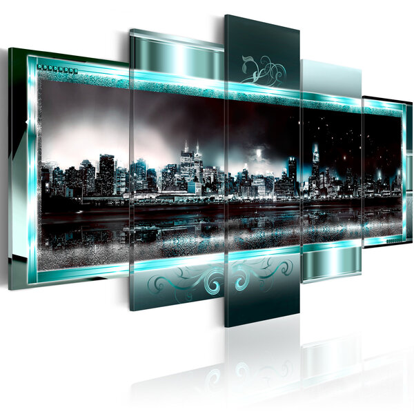 Tableau - new york turquoise: la nuit étoilée l x h en cm 100x50
