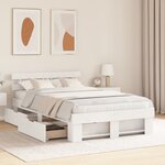 vidaXL Cadre de lit avec tiroirs Blanc 135x190 cm Bois de pin massif