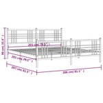 vidaXL Cadre de lit métal sans matelas avec pied de lit noir 200x200cm