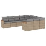 vidaXL Salon de jardin avec coussins 10 Pièces beige résine tressée
