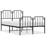 vidaXL Cadre de lit métal avec tête de lit/pied de lit noir 120x190 cm