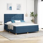 vidaXL Lit avec sommier tapissier et matelas bleu super king en tissu