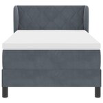 Lit ressort vidaXL avec matelas gris foncé 90x200 cm en velours
