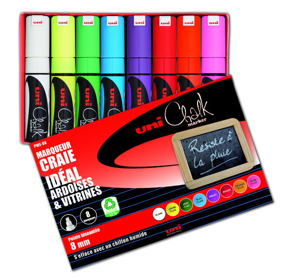 Marqueurs chalk (craie) conique moyenne Basic 8 pcs - Uni