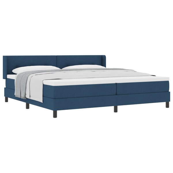 Lit à Ressorts vidaXL avec Matelas Bleu 200x200 cm Tissu