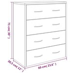 vidaXL Buffet avec 4 tiroirs 60x30 5x71 cm Chêne marron