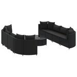 vidaXL Salon de jardin 9 Pièces avec coussins noir résine tressée