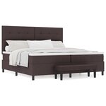 vidaXL Lit à ressorts avec Matelas & Banc Brun Foncé 200x200 cm Tissu