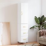 vidaXL Buffet haut Blanc brillant 34 5x34x180 cm Bois d'ingénierie