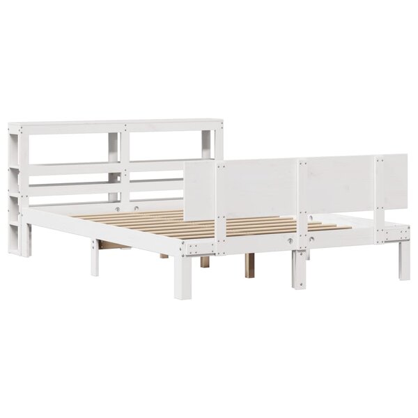 vidaXL Cadre de lit et tête de lit blanc 140x190 cm bois de pin massif