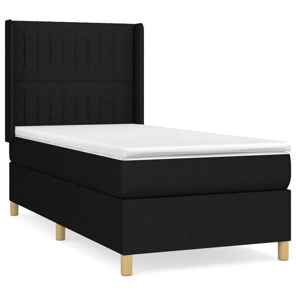 vidaXL Sommier à lattes de lit et matelas Noir 80x200 cm Tissu