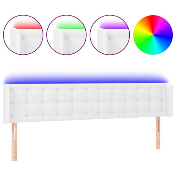 vidaXL Tête de lit à LED Blanc 203x16x78/88 cm Similicuir