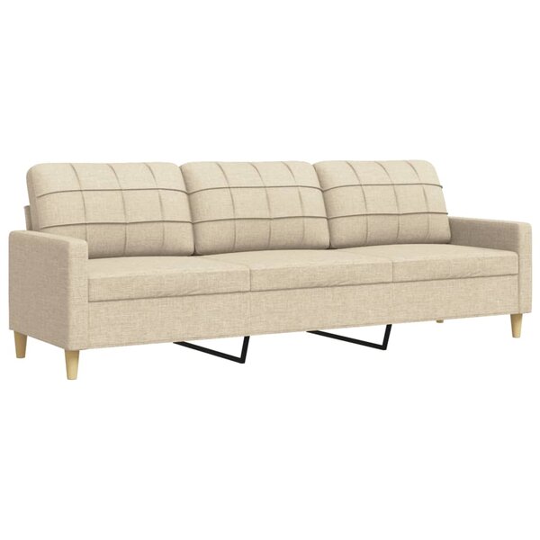 vidaXL Canapé à 3 places Crème 210 cm Tissu