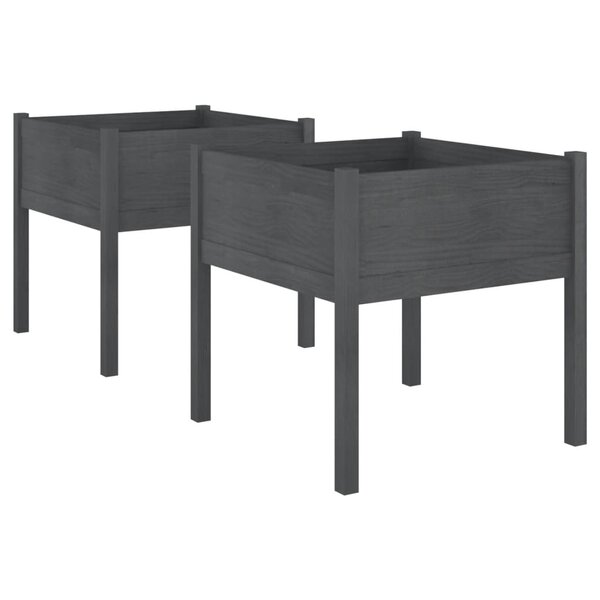 vidaXL Jardinières 2 Pièces Gris 70x70x70 cm Bois de pin massif