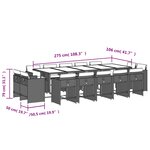 vidaXL Ensemble à manger de jardin avec coussins 15 Pièces marron rotin