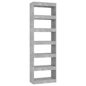 vidaXL Bibliothèque/Séparateur de pièce Gris béton 60x30x198 cm