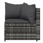 vidaXL Salon de jardin 4 Pièces avec coussins Gris Résine tressée