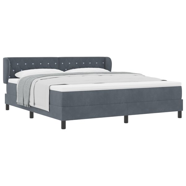 Lit Box Spring vidaXL avec Matelas Gris Foncé 180x200 cm Velours