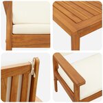 Ensemble de salon de jardin 3 pièces vidaXL avec coussins en bois d'acacia massif