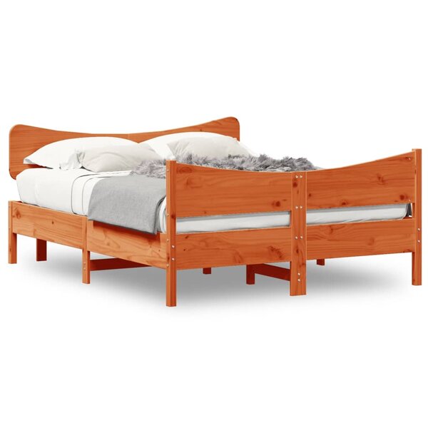 vidaXL Cadre de lit sans matelas cire marron 140x190cm bois pin massif