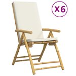 vidaXL Chaises de bistro pliantes lot de 6 et coussins blanc crème