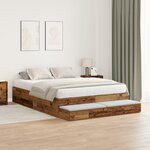 vidaXL Cadre de lit de rangement en bois ancien 135x190 cm