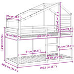 vidaXL Lit superposé avec toit 75x190 cm bois de pin massif