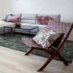 Chaise en teck et cuir marron PERUGIA