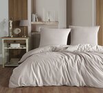 Parure de lit beige unie 140 x 200 cm