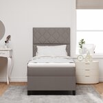 vidaXL Lit à Sommier avec Matelas & LED Taupe 100x200 cm Tissu