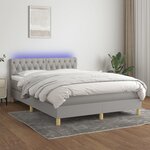 vidaXL Sommier à lattes de lit et matelas et LED Gris clair 140x200 cm