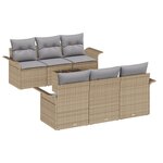 Ensemble de Canapé de Jardin 7 Pièces avec Coussins Beiges en Rattan Synthétique