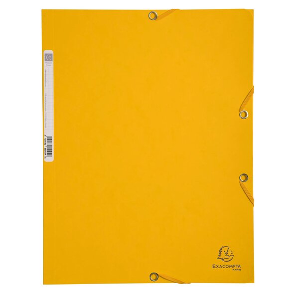 Lot De 3 Chemises À Élastiques 3 Rabats Carte Lustrée 400g/m2 - A4 - Soleil - X 17 - Exacompta