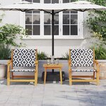 Chaises de jardin vidaXL avec table 3 Pièces Noir et Blanc en acacia massif