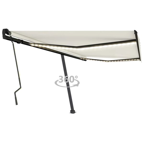 vidaXL Auvent manuel rétractable avec LED 400x300 cm Crème