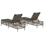 vidaXL Chaises longues lot de 2 avec table gris résine tressée
