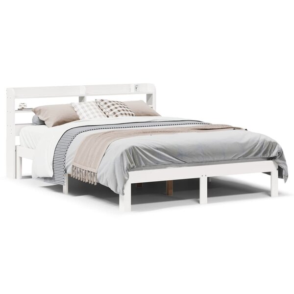 vidaXL Cadre de lit avec tête de lit sans matelas blanc 140x200 cm