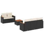vidaXL Salon de jardin 6 Pièces avec coussins noir résine tressée