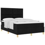 vidaXL Lit à sommier tapissier avec matelas Noir 140x200 cm Tissu