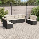 vidaXL Salon de jardin 8 Pièces avec coussins noir résine tressée