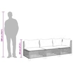 vidaXL Canapé de jardin avec coussins 3 places noir résine tressée